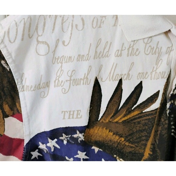 American Summer Clothing Co. Men's Polo Shirt Eagle & US Flag, Size L - Picture 4 of 9